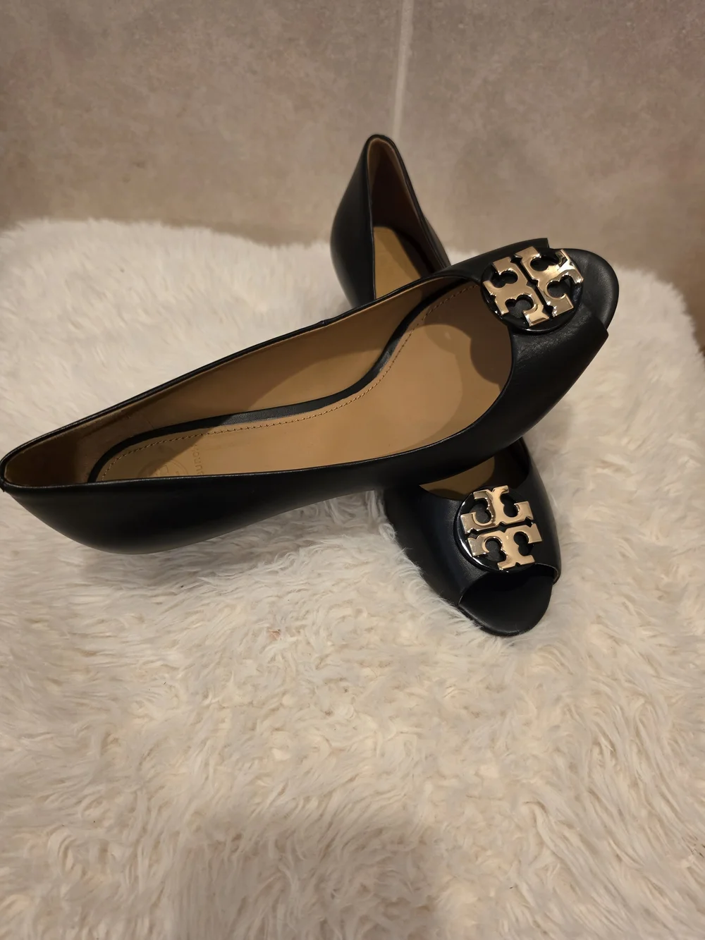 Tory Burch Leather  Claire Peep-toe wedges